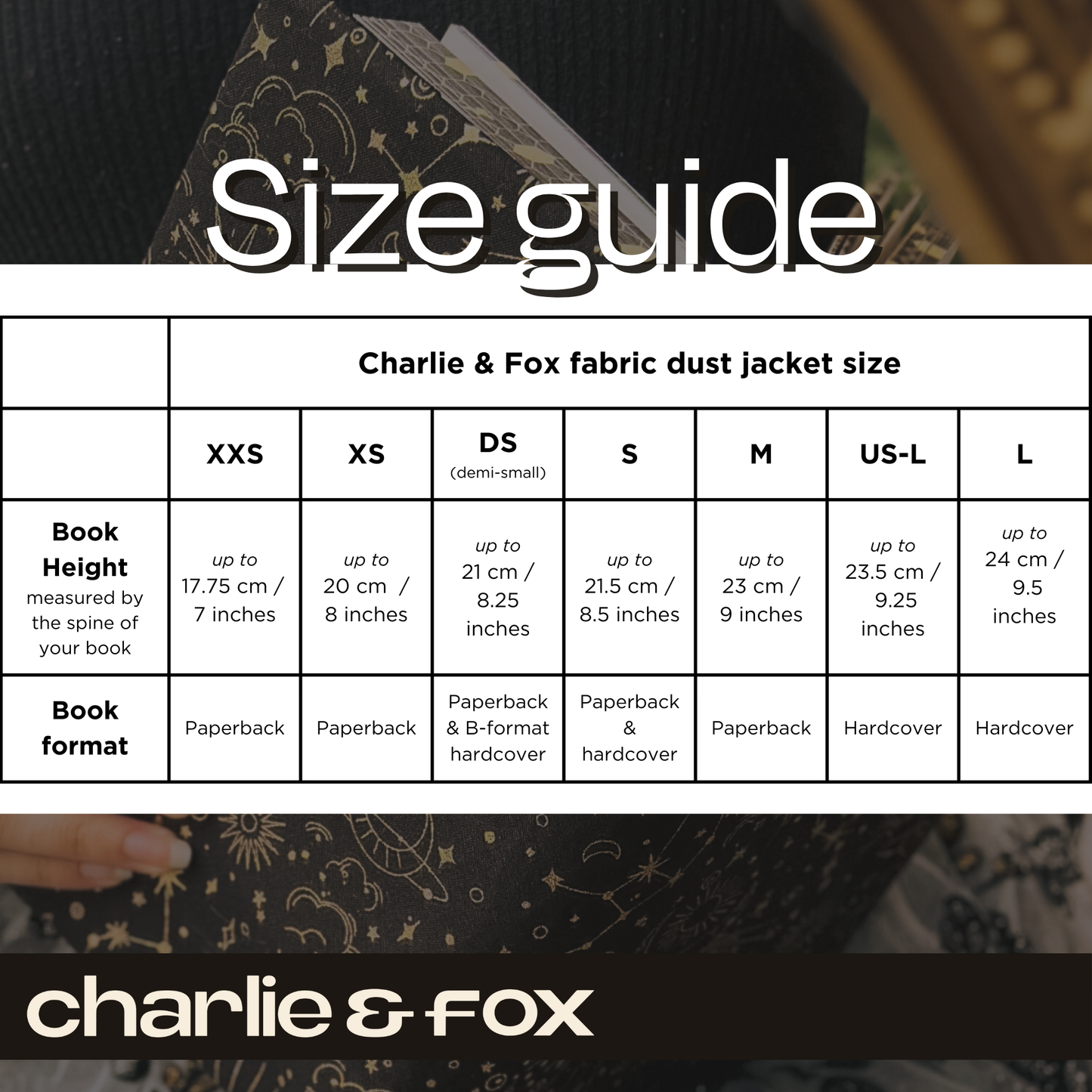 Charlie and Fox - Evergreen fabric dust jacket: L - 9.5" / 24cm