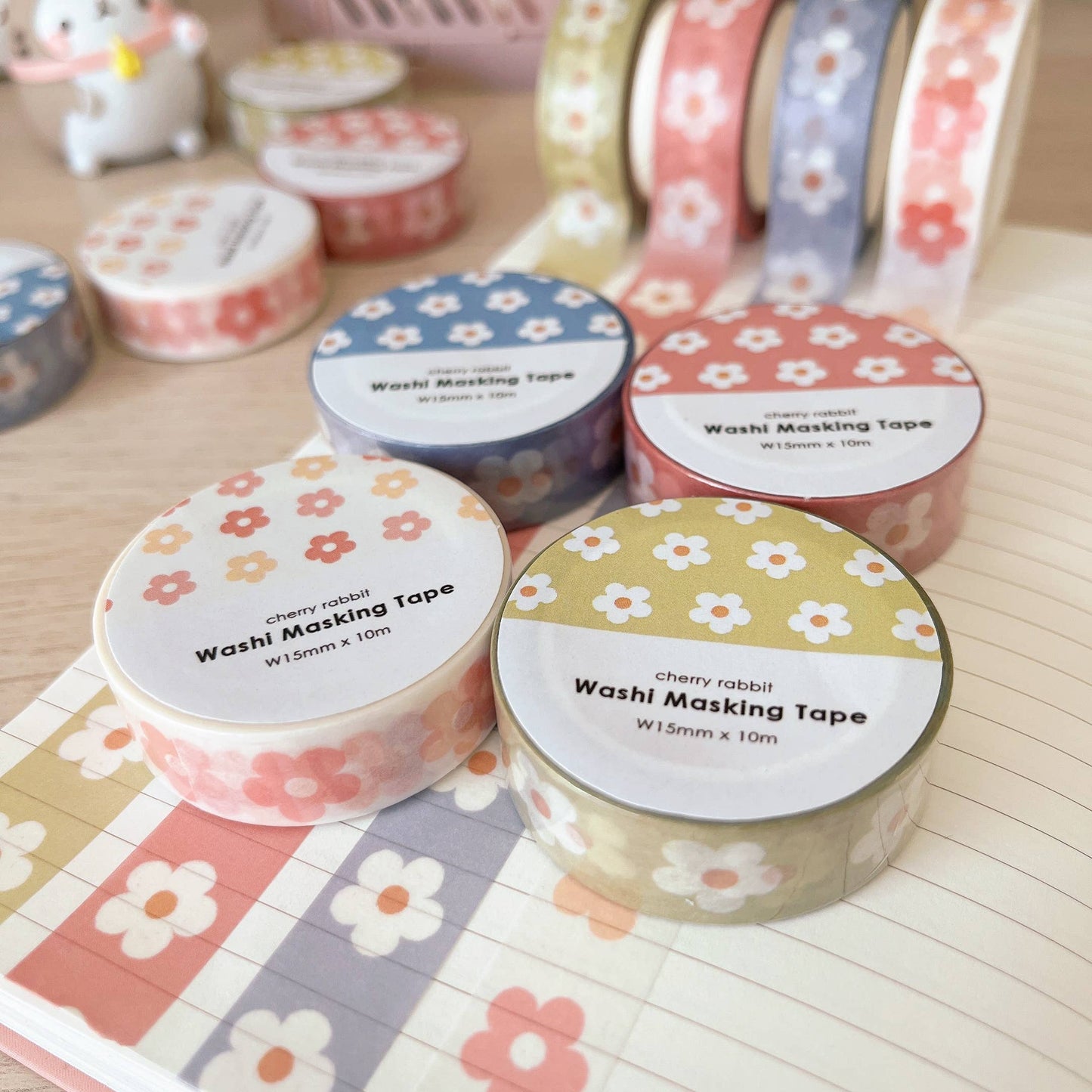 Pastel Daisies Washi Tape: Green