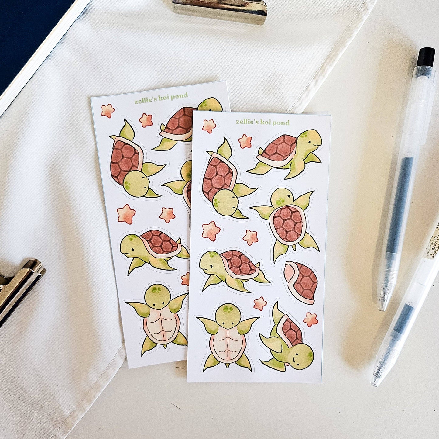 Turtle vinyl sticker sheet