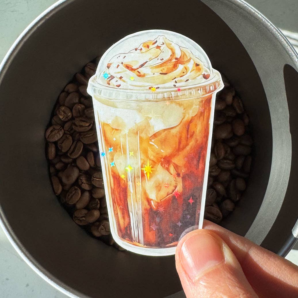 Iced Coffee Glitter Sticker