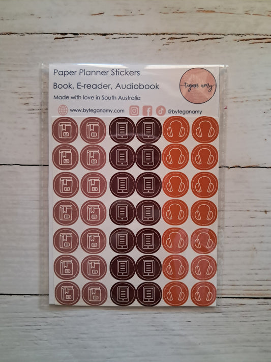 Book, E-reader and Audio - Paper Planner Stickers