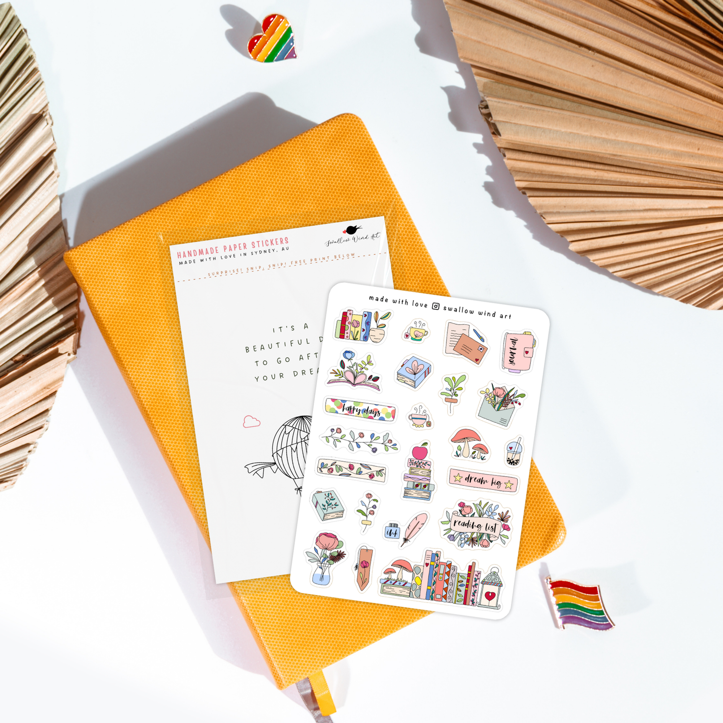 Sticker Sheet - Flowers & Books Bullet Journal Stickers