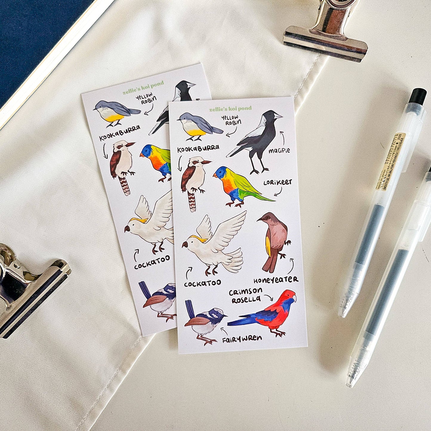 Aussie birds vinyl sticker sheet
