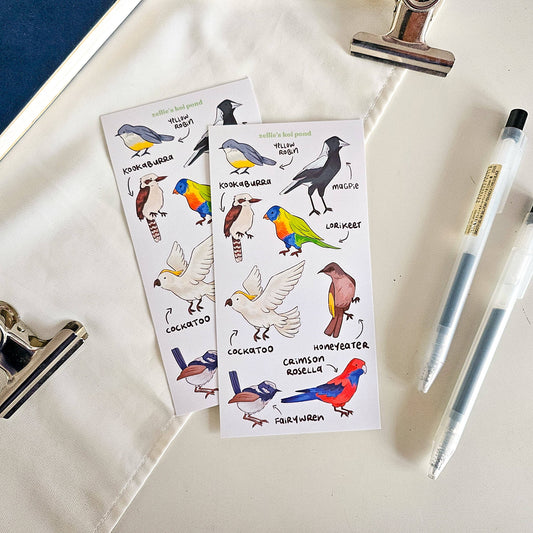 Aussie birds vinyl sticker sheet