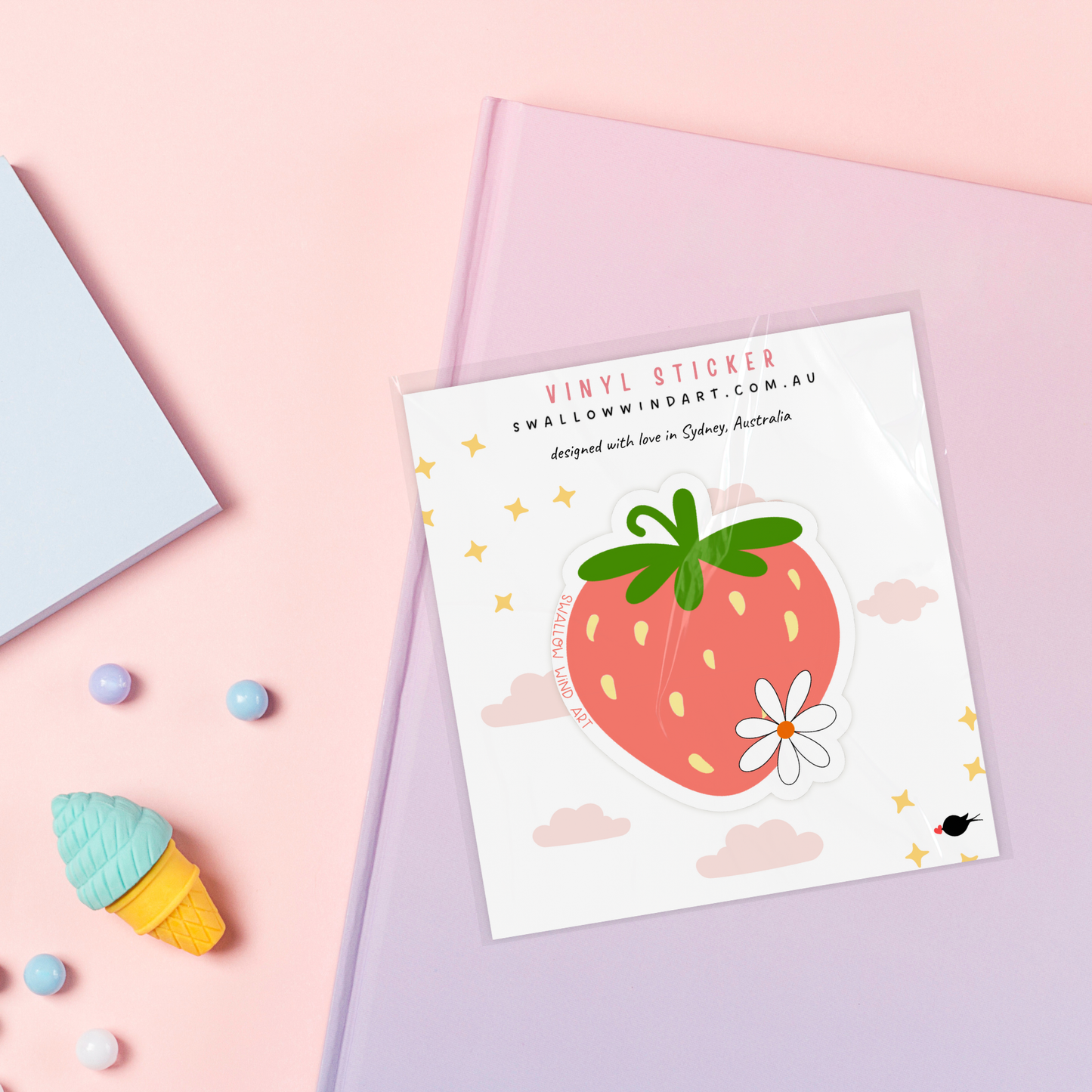 Vinyl Sticker - Sweet Strawberry Flower