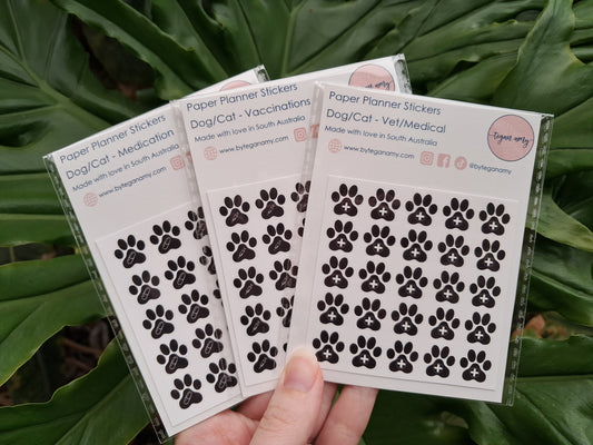 Paper Planner Stickers - Dog/Cat - Black
