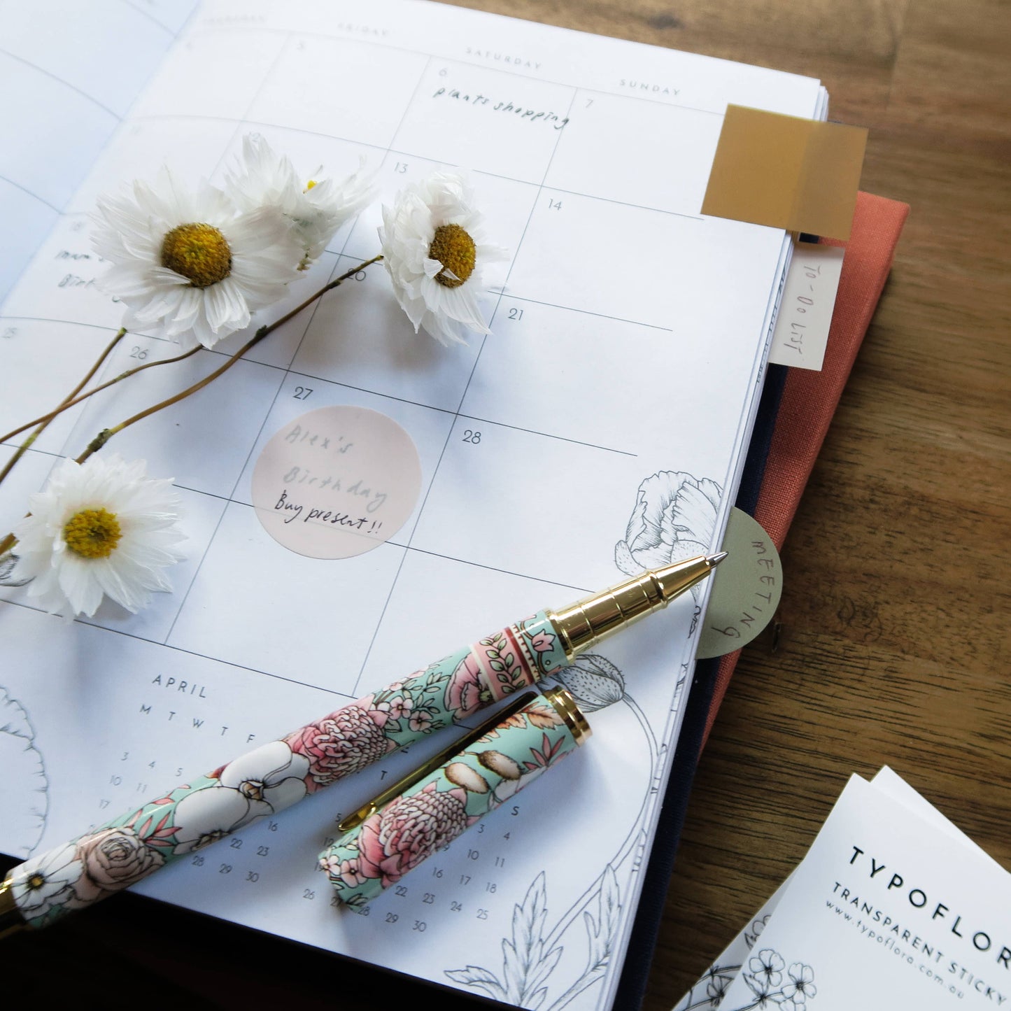 Transparent Sticky Notes - Rose + Cream Circle