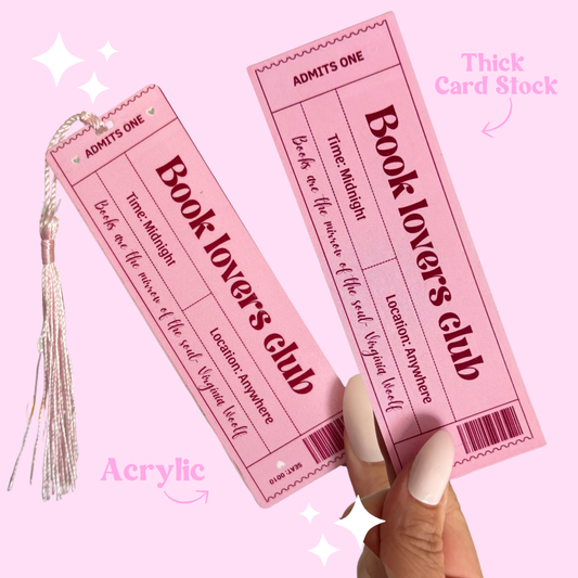 Book Lovers Club Book Mark: Thick Cardstock