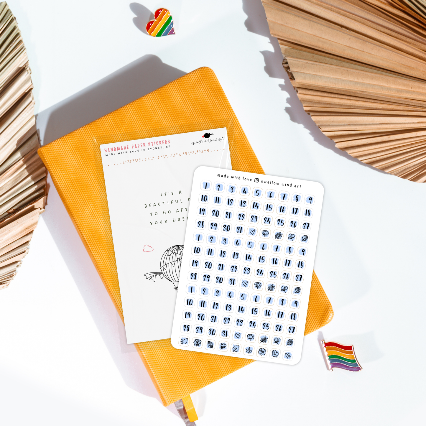 Sticker Sheet - Functional Date Dot Journal Stickers: Sky Blue