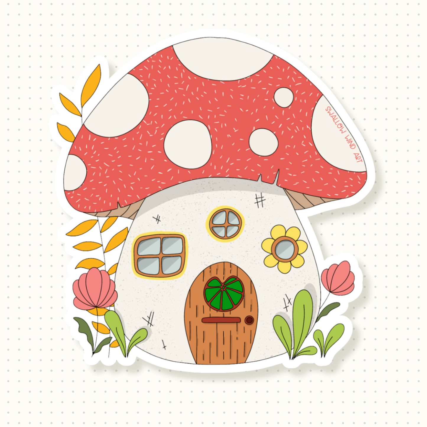 Vinyl Sticker - Mushroom House