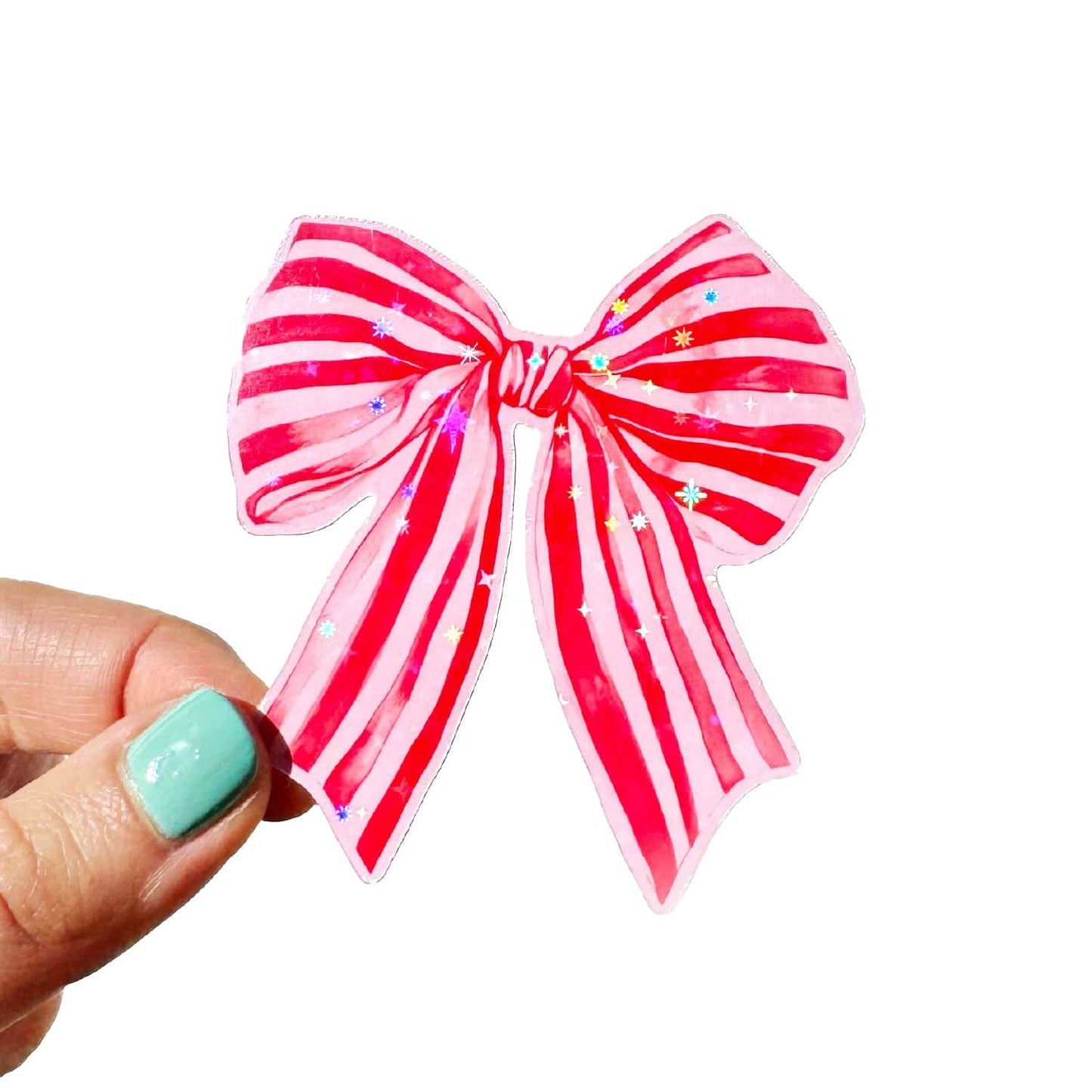 Watercolour Ribbon / Bow Sticker: Red and Pink