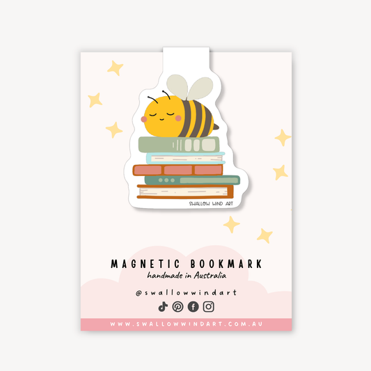 Magnetic Bookmark - Happy Bee with Books