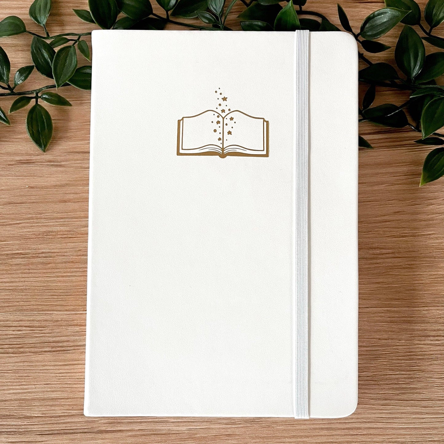 Gold Foil “Book" White Grid Dot Journal