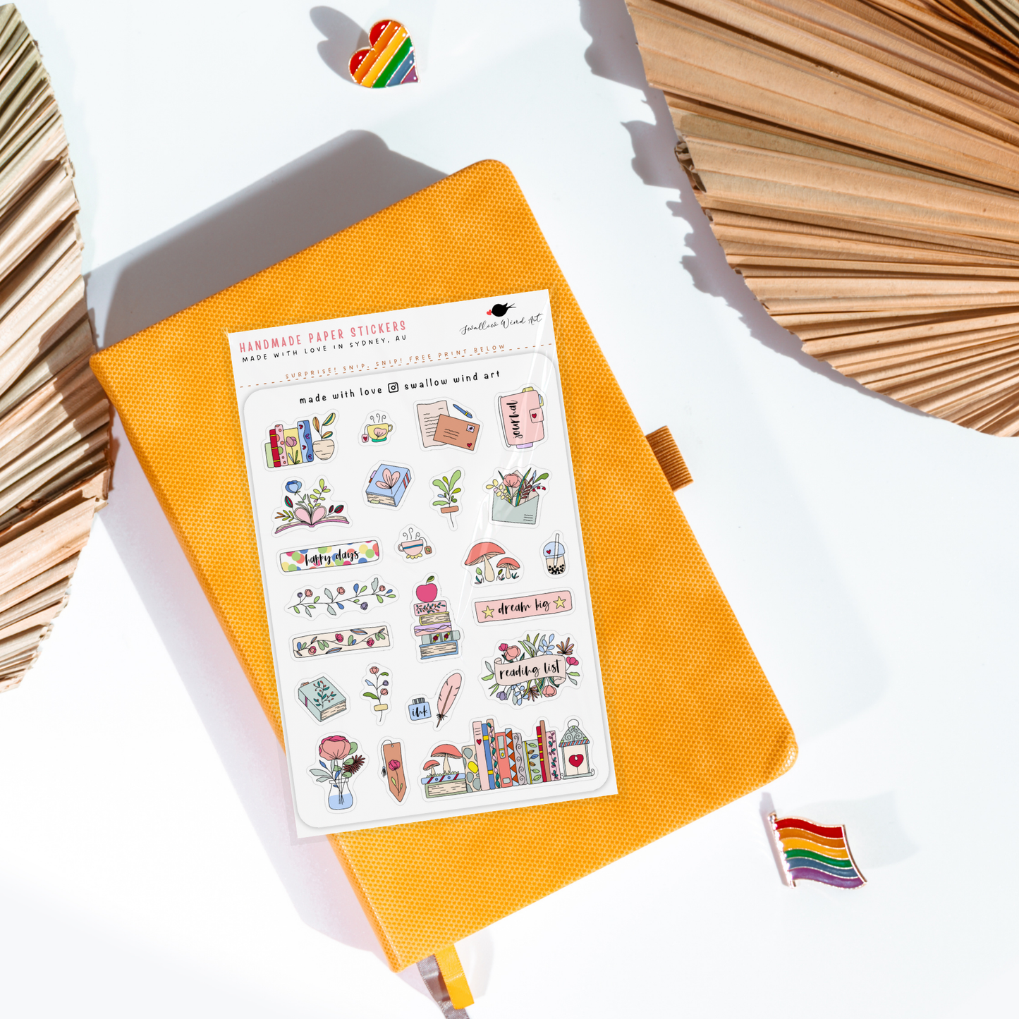 Sticker Sheet - Flowers & Books Bullet Journal Stickers