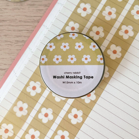 Pastel Daisies Washi Tape: Green