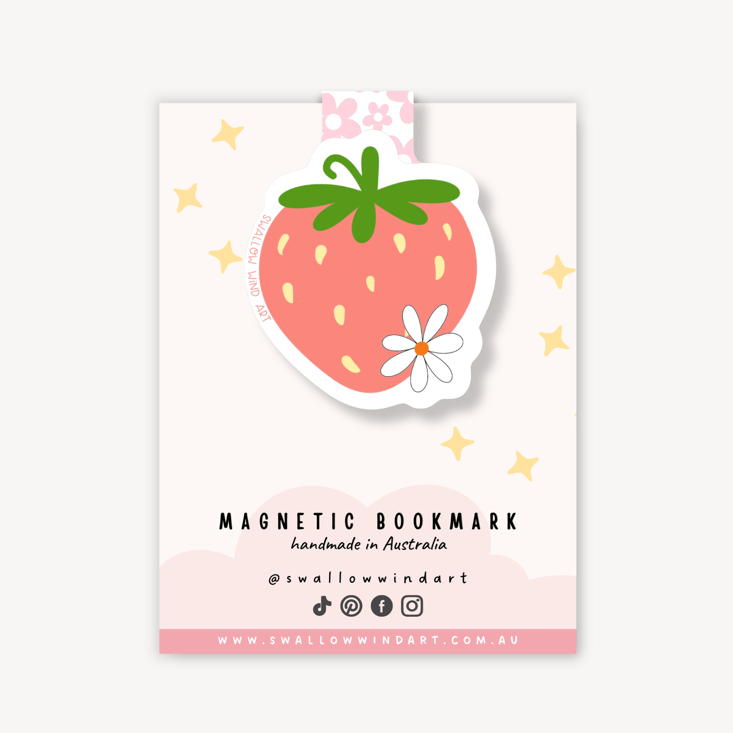 Magnetic Bookmark - Strawberry Flower