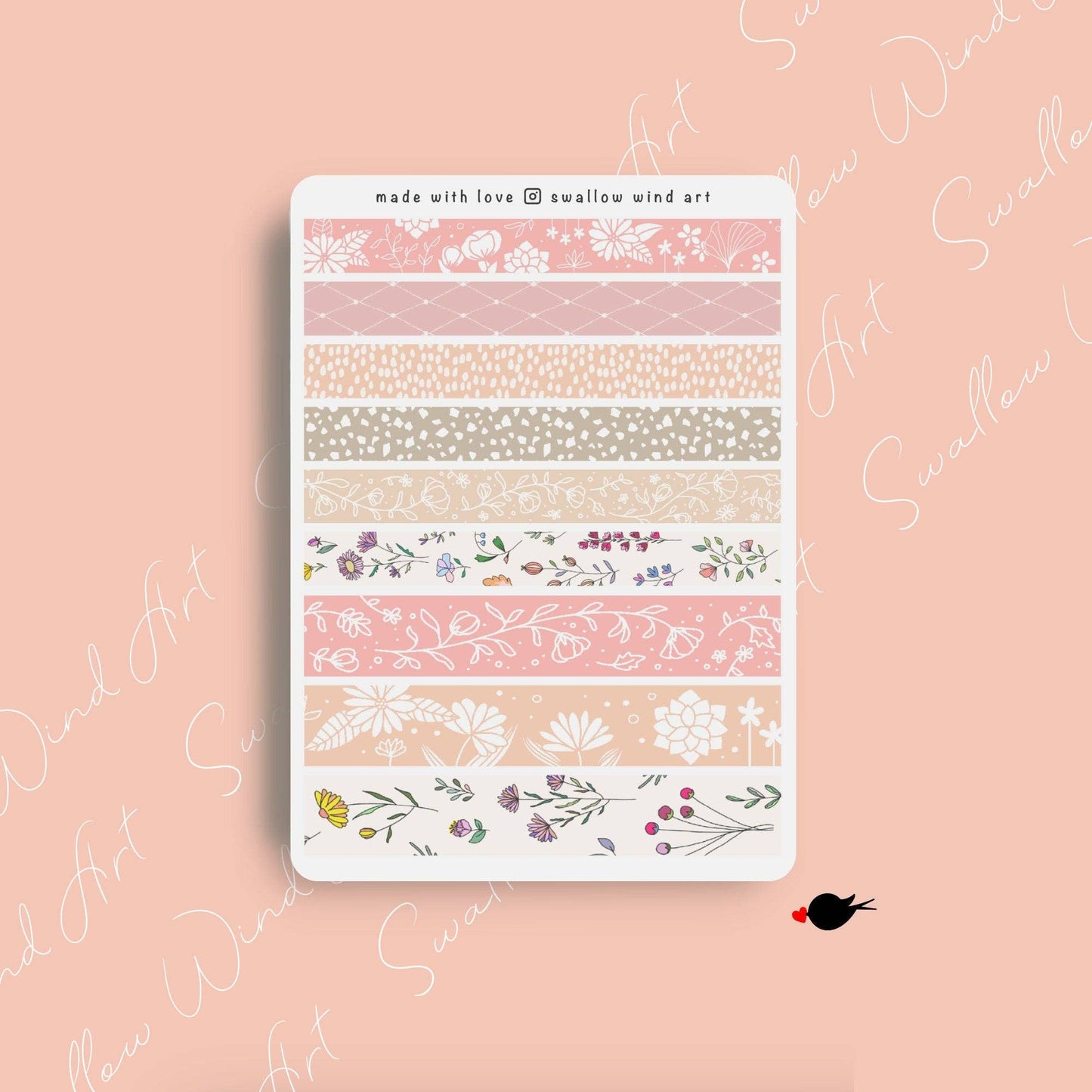 Sticker Sheet - Floral Washi Strip