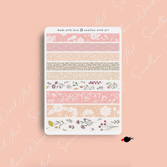 Sticker Sheet - Floral Washi Strip