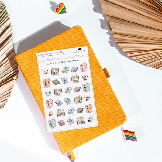 Sticker Sheet - Books & Flowers Aesthetic Planner Stickers