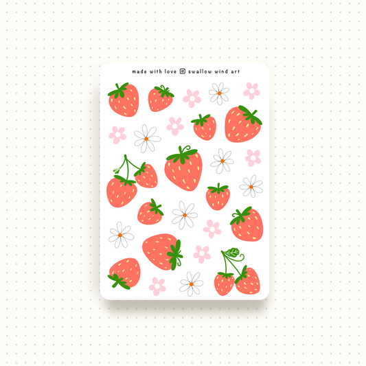 Sticker Sheet - Sweet Strawberry Flower