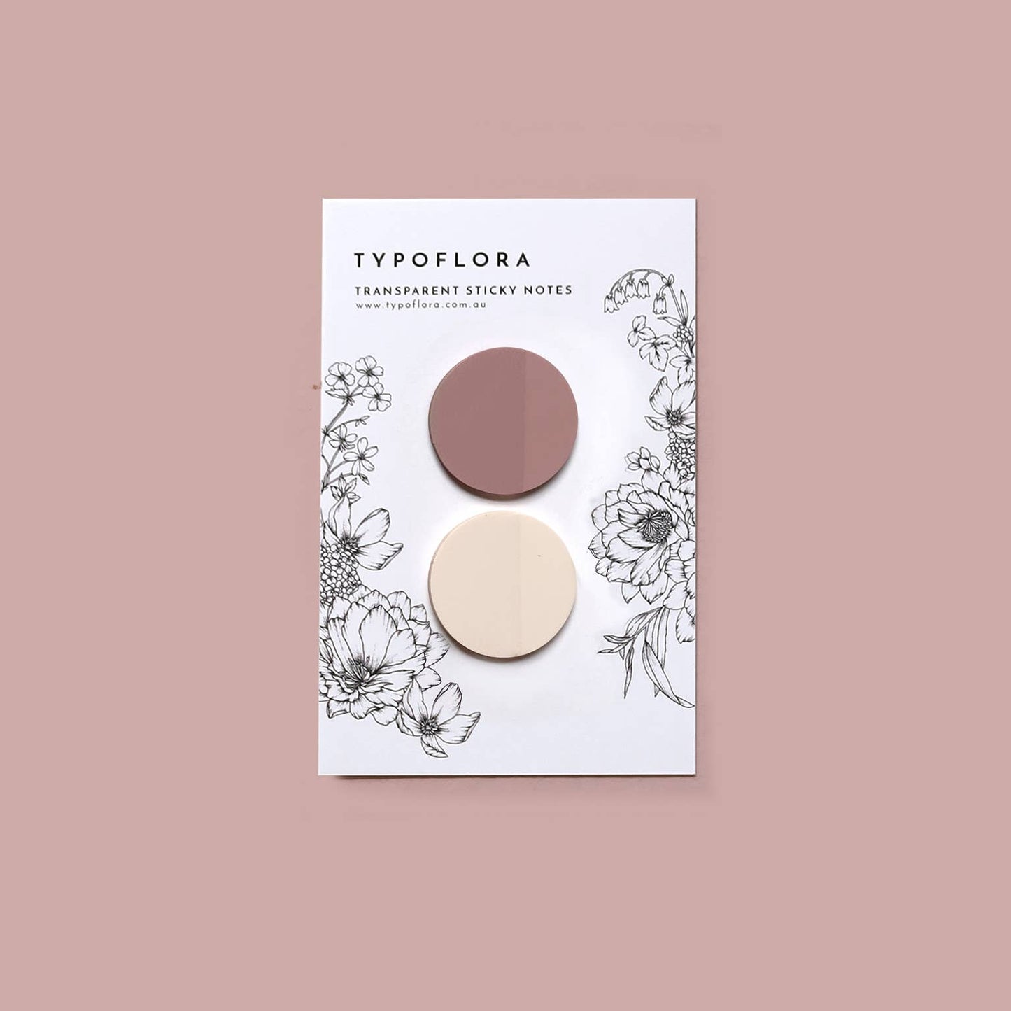 Transparent Sticky Notes - Rose + Cream Circle