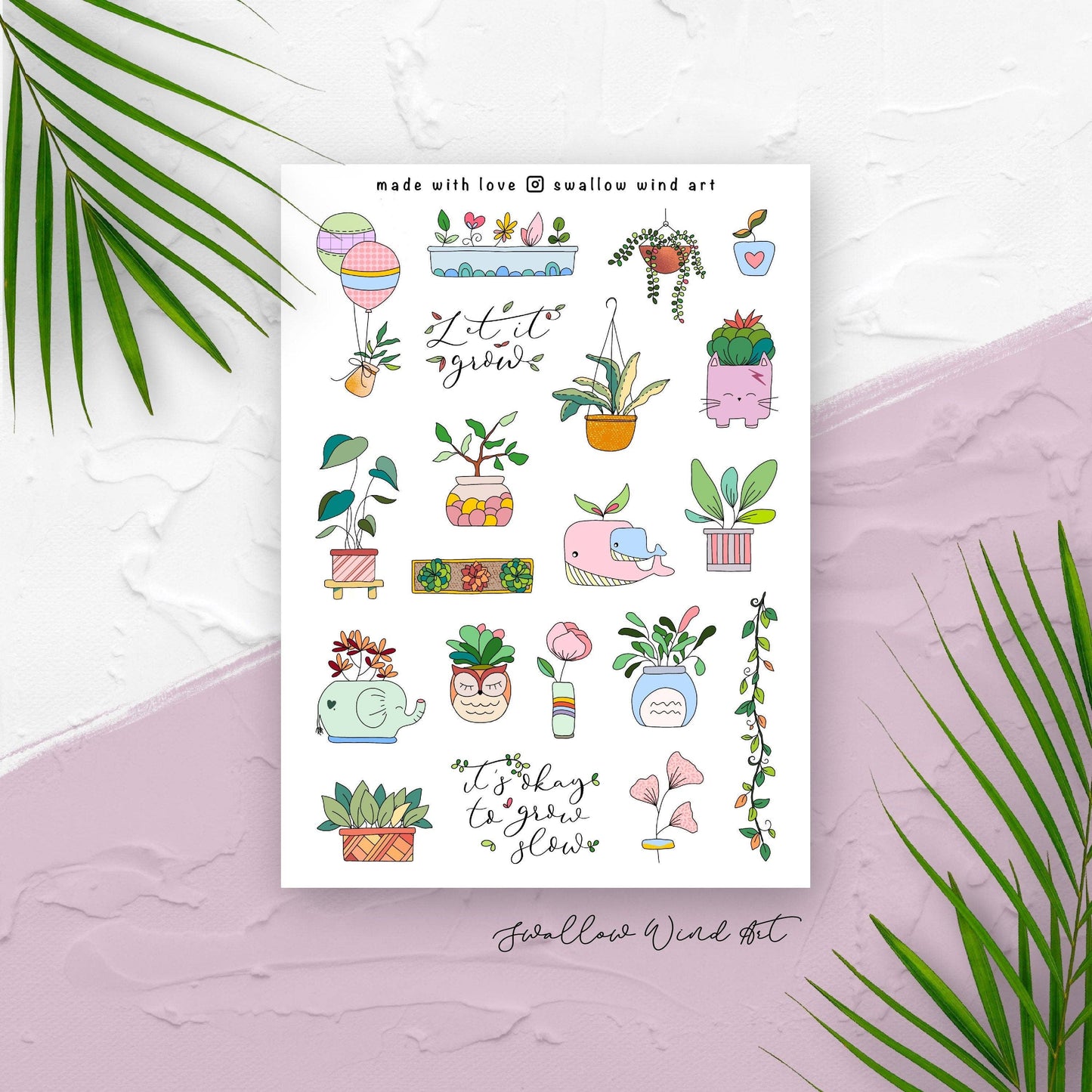 Sticker Sheet - Potted Plants, Botanical Planner